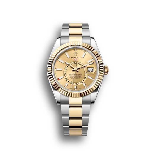 Sky-Dweller: Yellow gold, champagne-colour dial, Oyster bracelet, m336933-0001