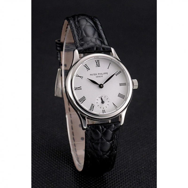 Calatrava Roman Dial White 28 mm, Stainless Steel