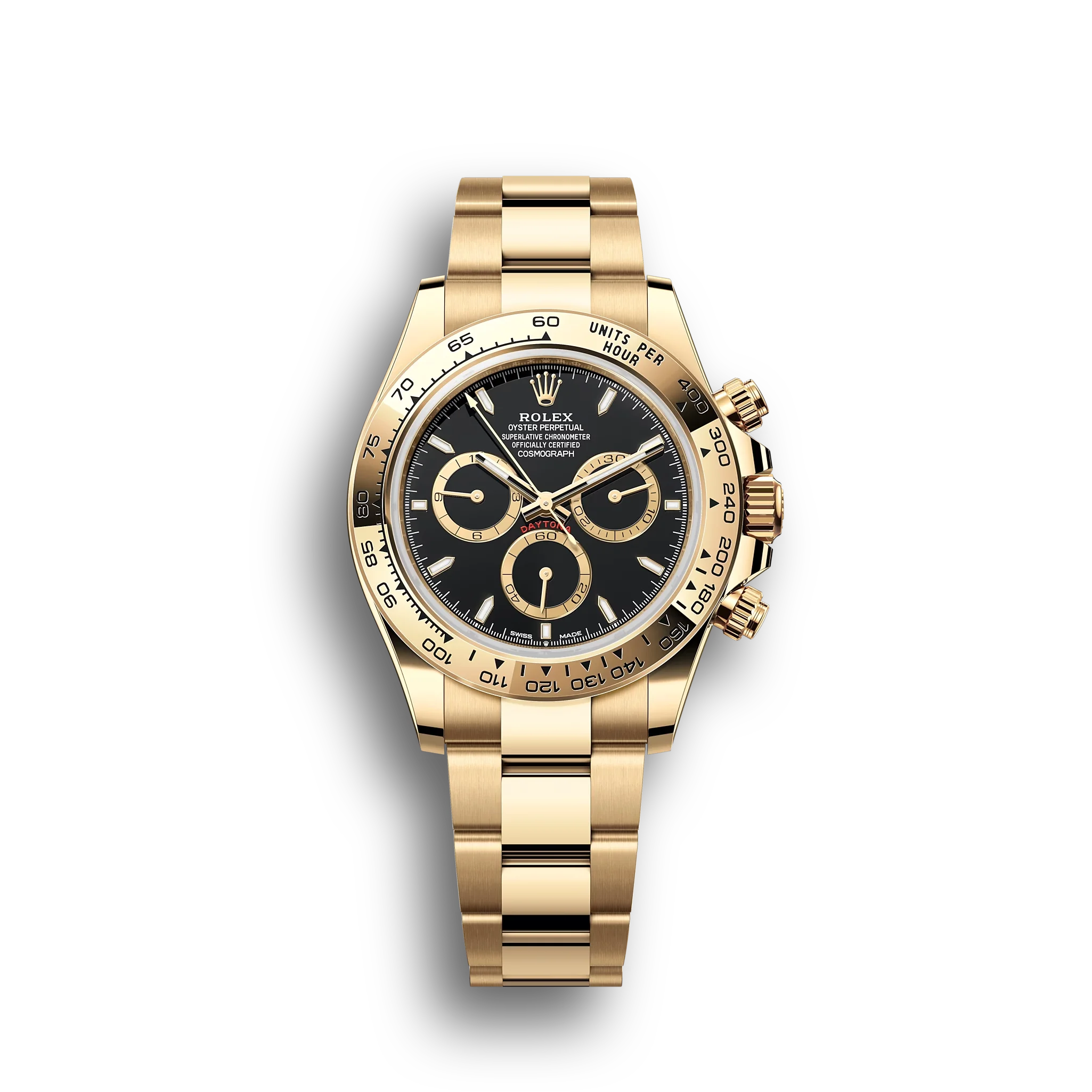 Daytona Cosmograph: Oyster, Yellow gold, black dial, Oyster bracelet, m126508-0004