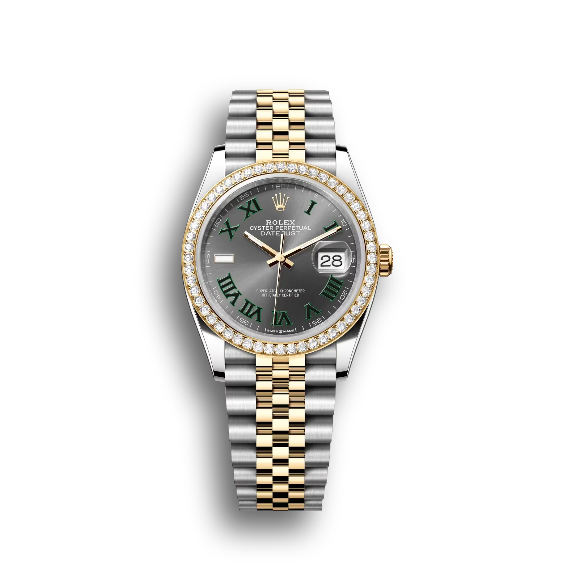 Datejust: Oystersteel and yellow gold, slate, m126283rbr-0021