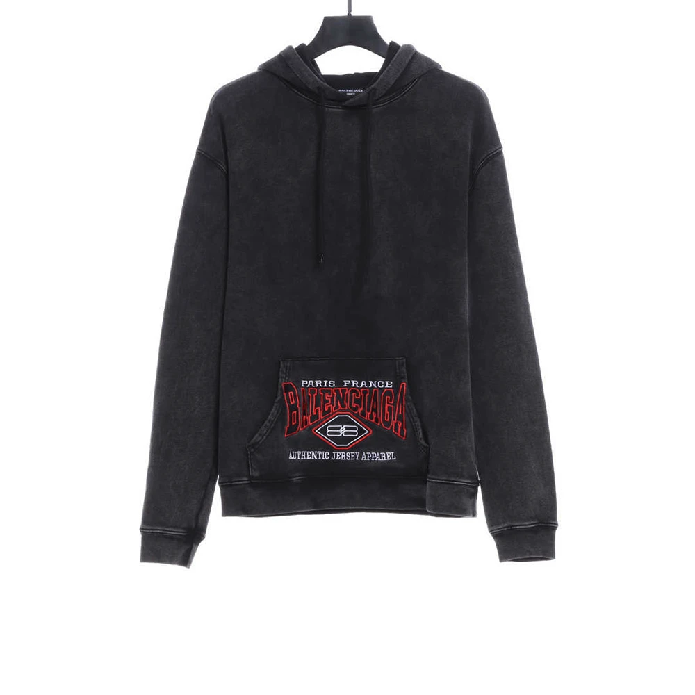 Heavy Industry Washed Pocket Embroidered Hoodie