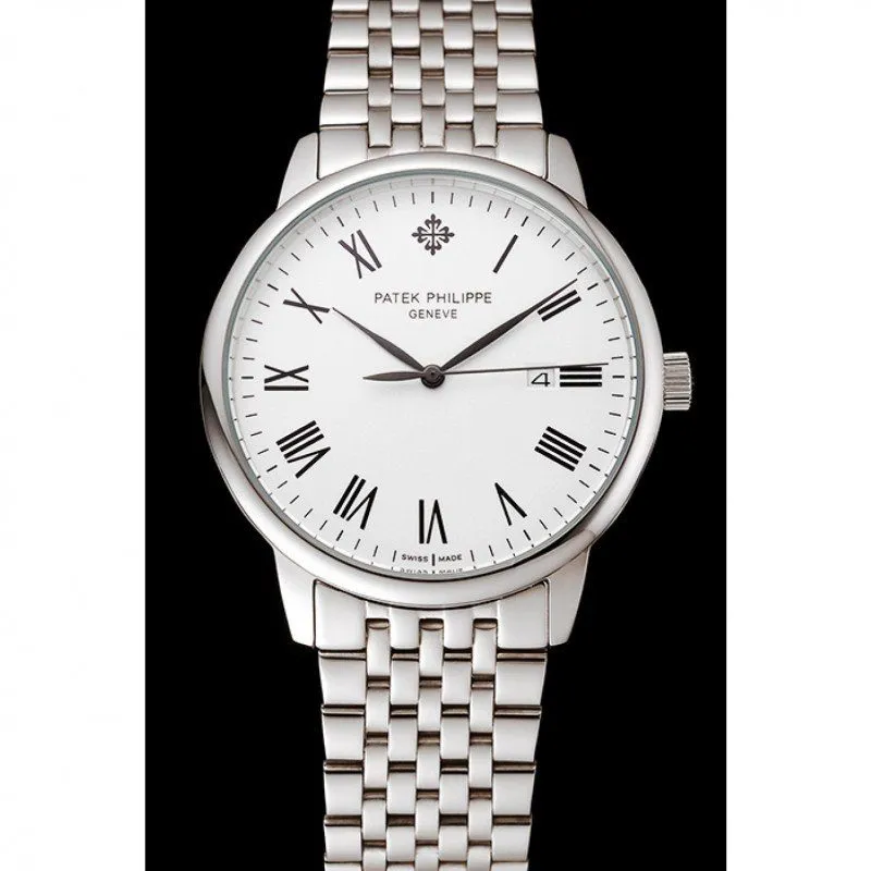 Calatrava Dial White 40 mm, Stainless Steel