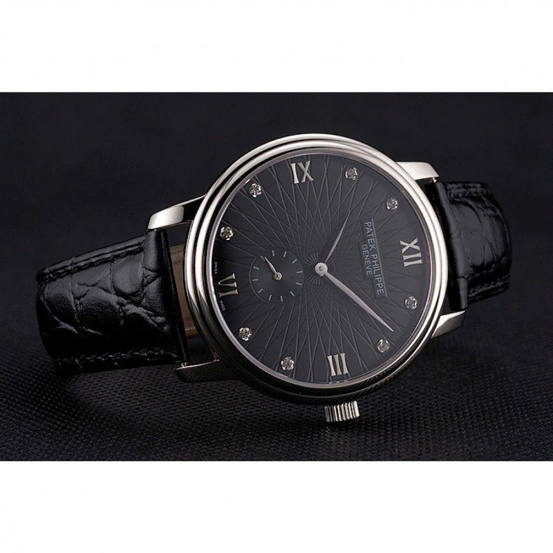 Calatrava Dial Black 41 mm, Stainless Steel