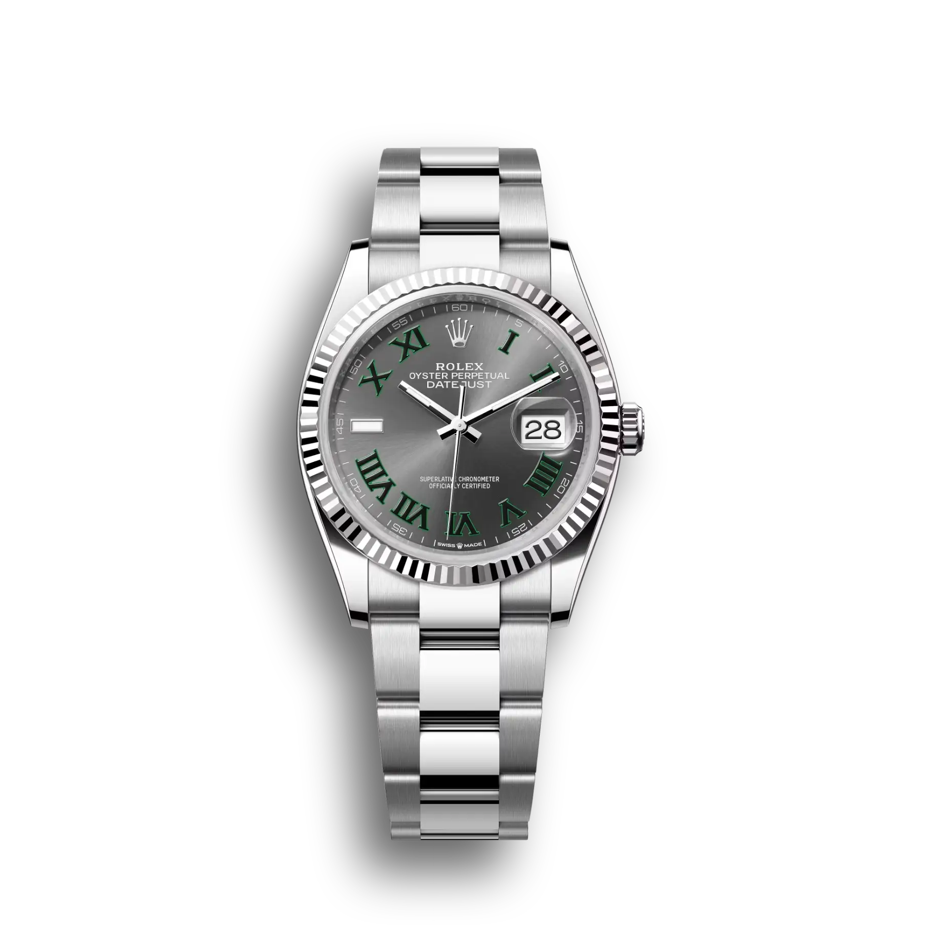 Datejust: Oystersteel and white gold, slate, m126234-0046