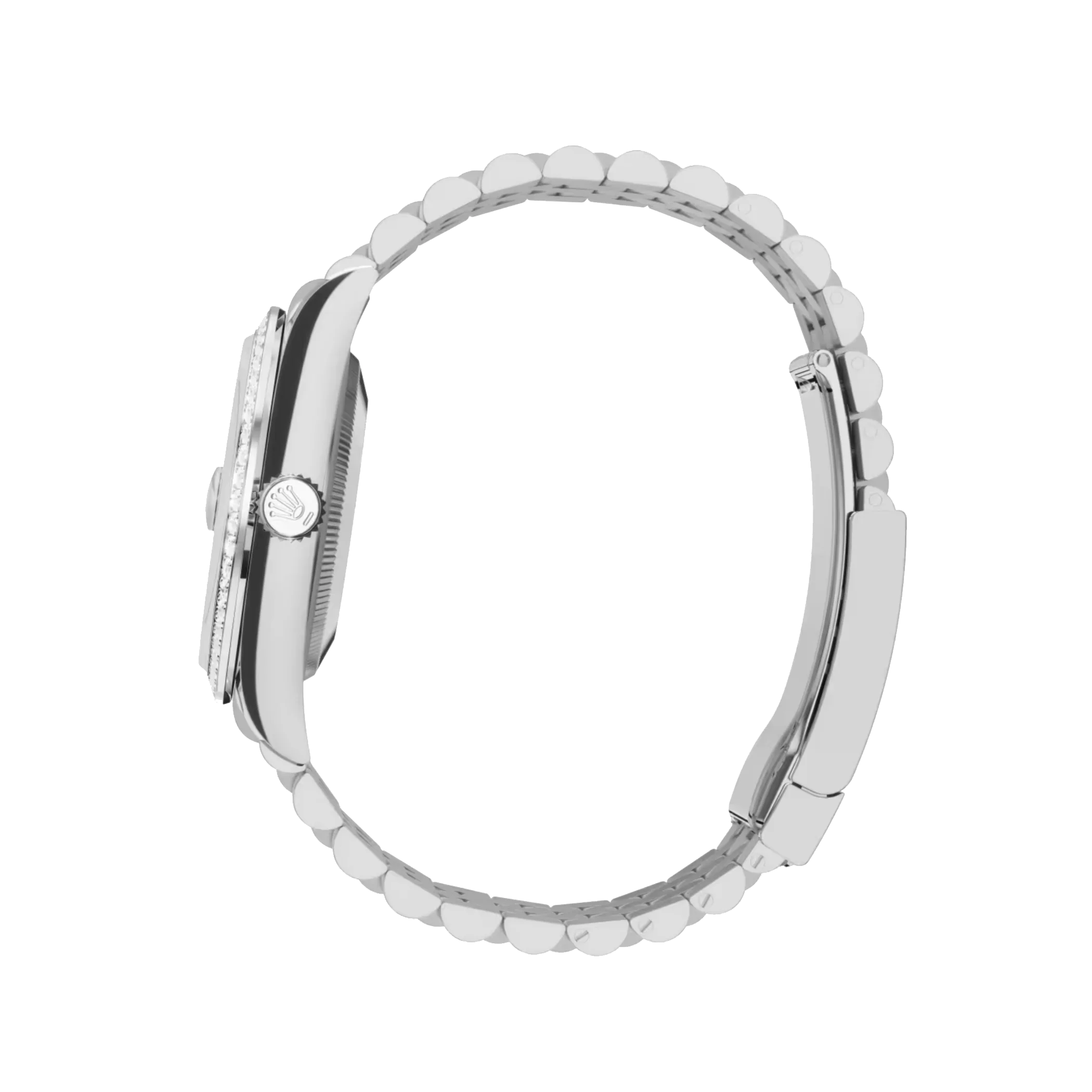 Datejust: White gold, white mother-of-pearl, diamond-set dial, Jubilee bracelet, m126284rbr-0011