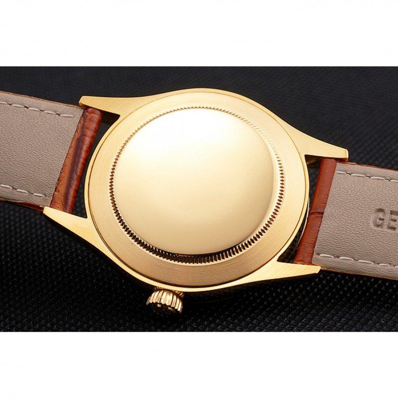 Datejust Gold Dial Gold Case Light Brown Leather Strap