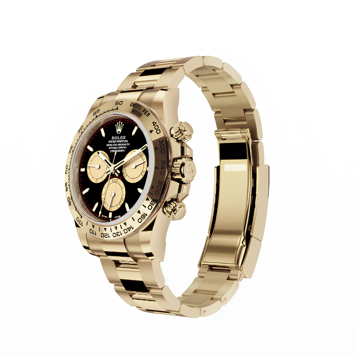 Daytona Cosmograph: Oyster, Yellow gold, Black and champagne-colour dial, m126508-0002