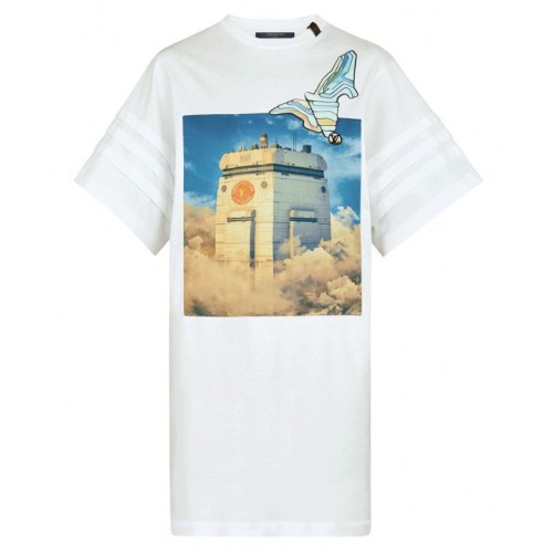 Louis Vuitton Womens printed t shirt dress with gel patch White