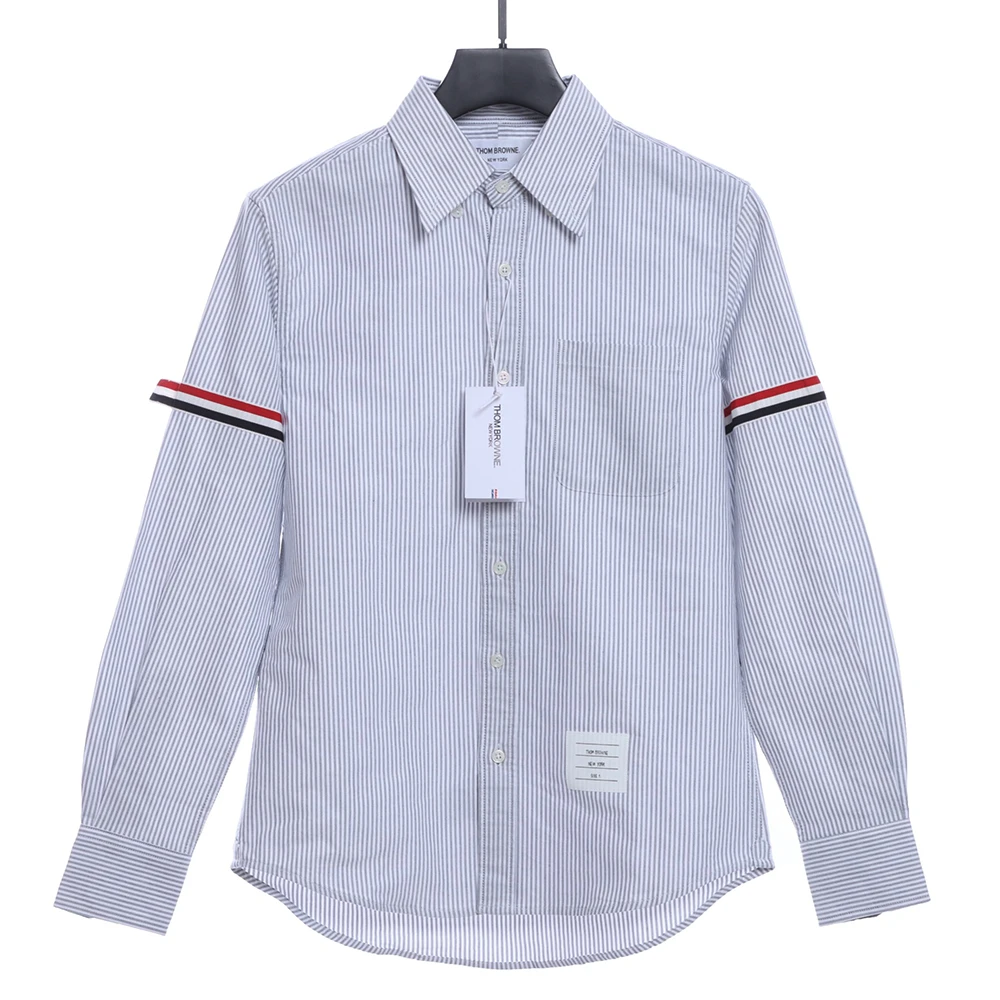Two-Sleeve Tricolor Web Stripe Shirt(Blue/Grey)