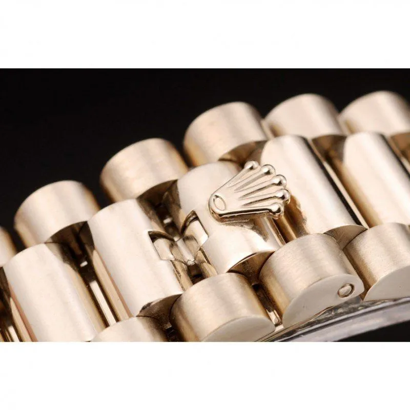 Swiss Day-Date Gold Stainless Steel Ribbed Bezel Black Dial 41998