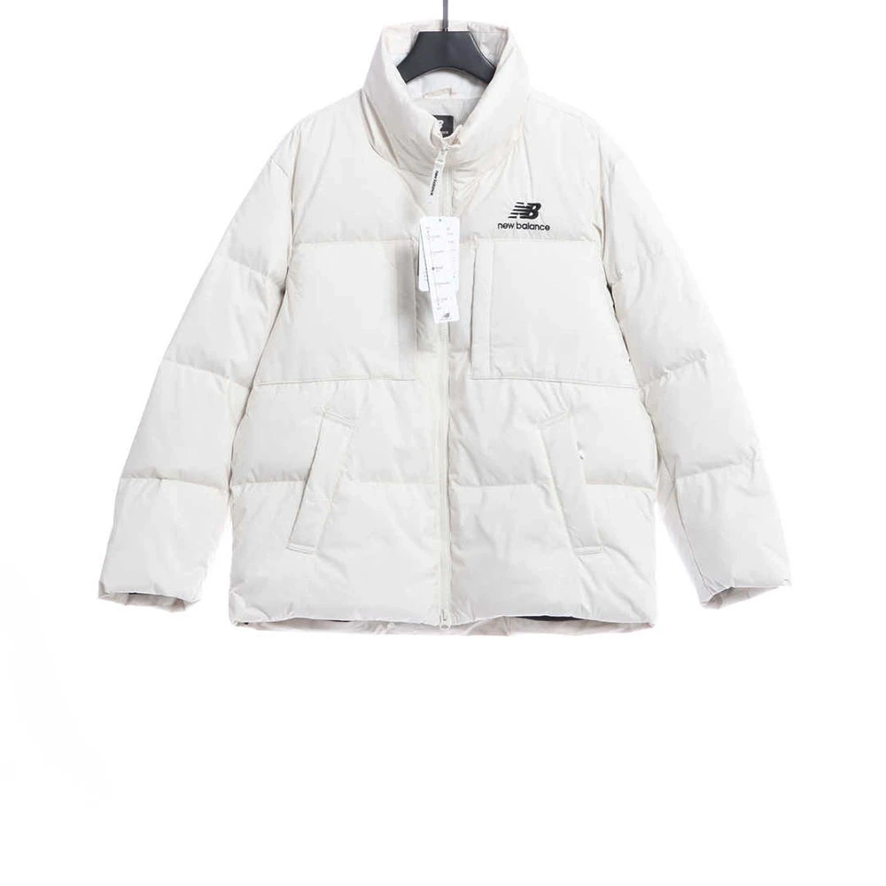 Color Block Pocket Stand Collar Down Jacket