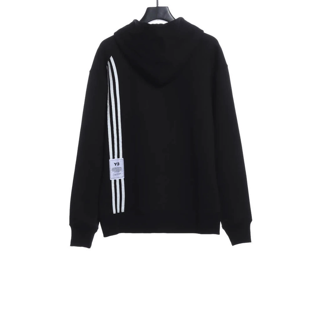 Co-branded three-bar webbing hoodie(Black & White)
