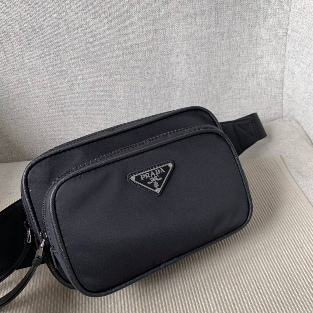 Classic Hot Selling Prada 1BL010 Men Womens Nylon Crossbody Belt Bag Black
