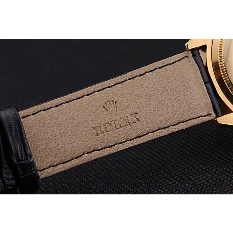 Cellini Black Dial Gold Case Black Leather Strap 622832