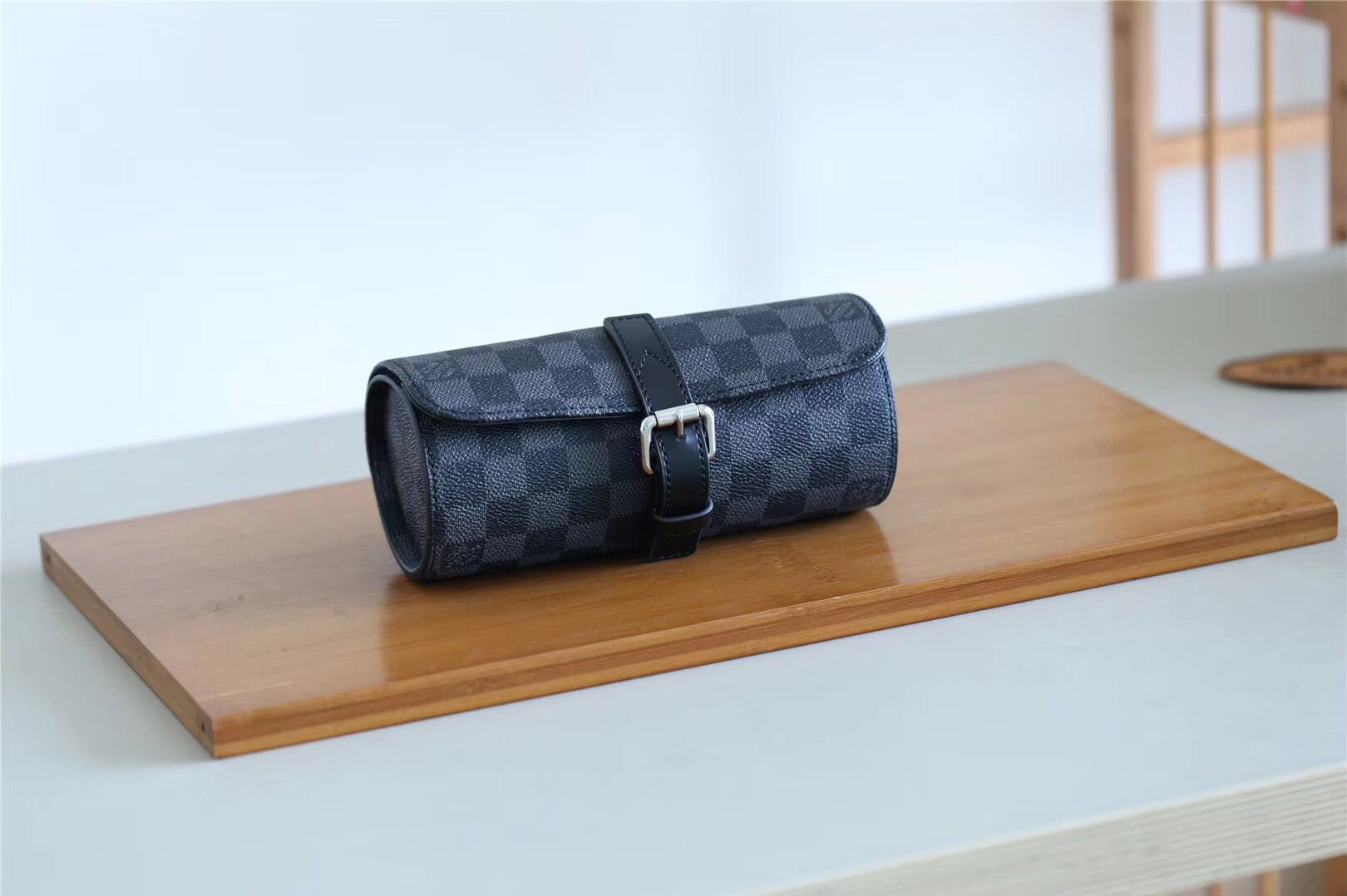 Louis Vuitton Mens 3 Watch Case Damier Graphite Canvas