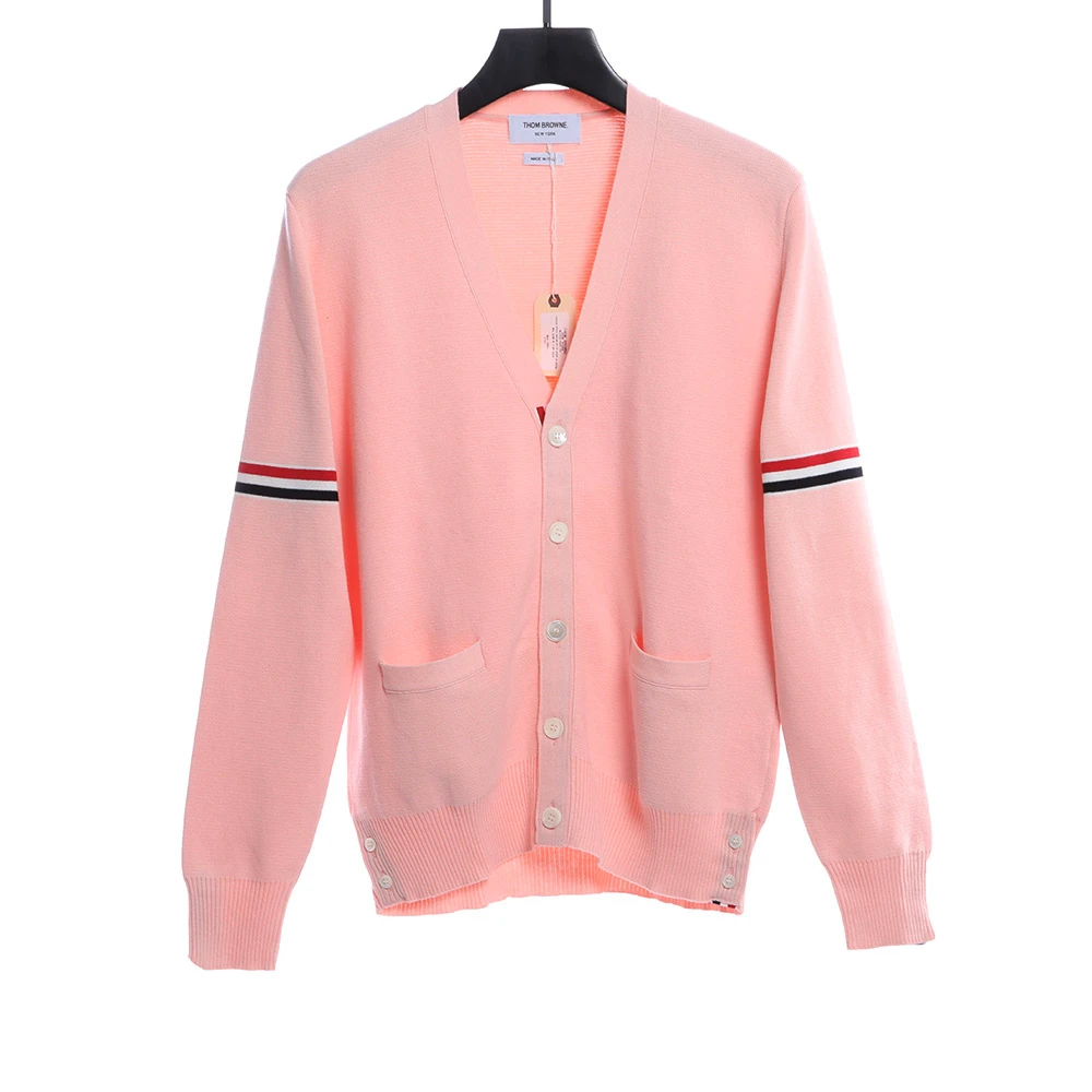 Double-sleeve webbing armband cardigan sweater