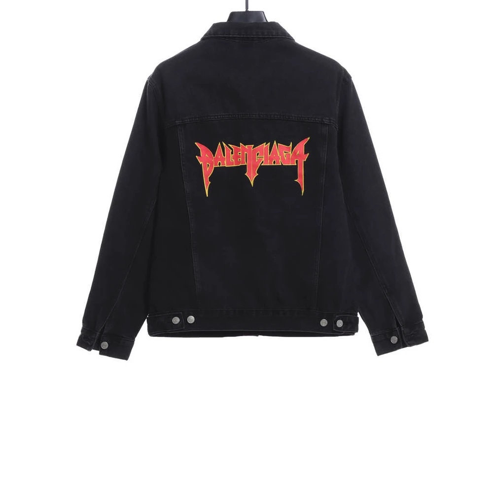 22FW flame print vintage washed denim jacket