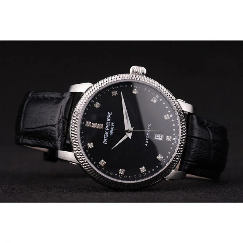 Calatrava Dial Black 39 mm, Stainless Steel