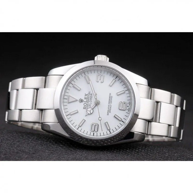 Explorer Polished Stainless Steel White Dial 98086