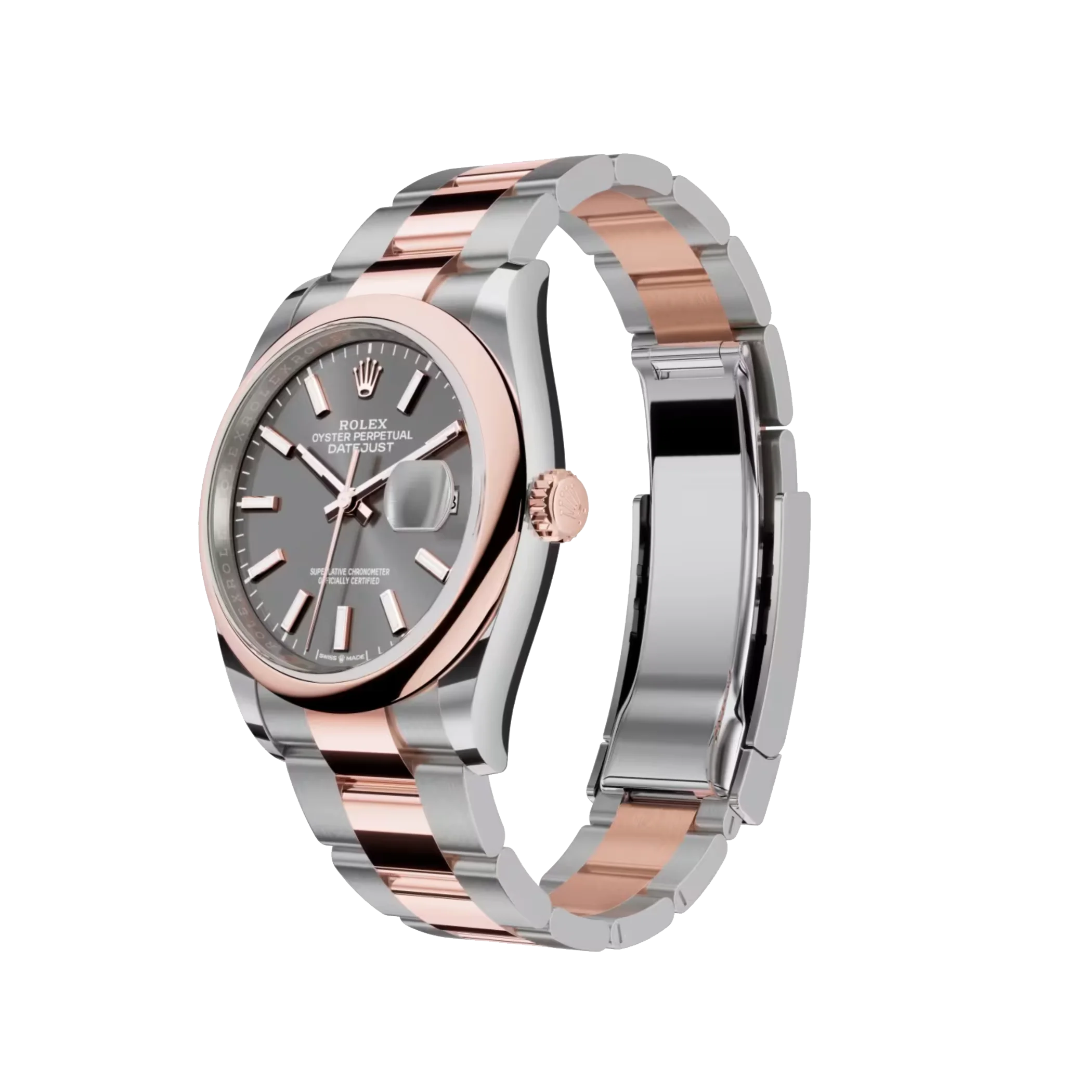Datejust: Oystersteel and Everose gold, slate dial, Oyster bracelet, m126201-0014