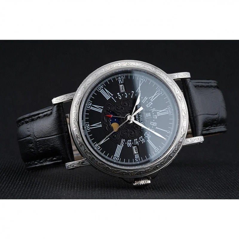 Perpetual Calendar Dial Black 40 mm, Stainless Steel