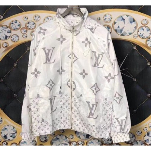 Louis Vuitton All Over Monogram Logo Hooded Parka Jacket White