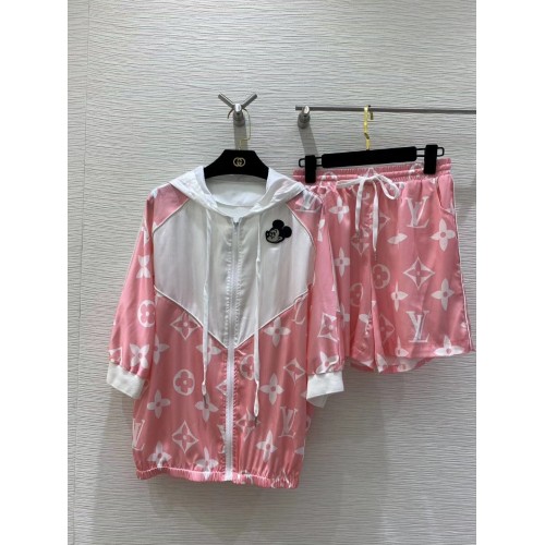 louis vuitton monogram coat and shorts pink