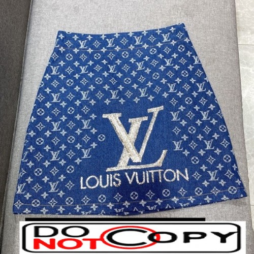 LOUIS VUITTON  MONOGRAM BLUE DENIM SKIRT