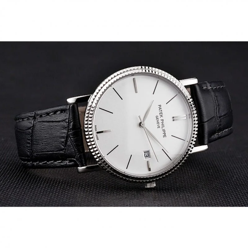 Calatrava Dial White 40 mm, Stainless Steel