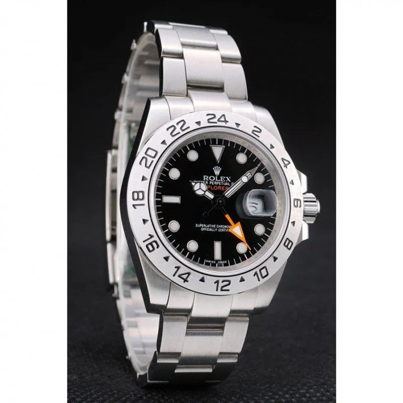 Swiss Explorer Stainless Steel Bezel Black Dial Watch