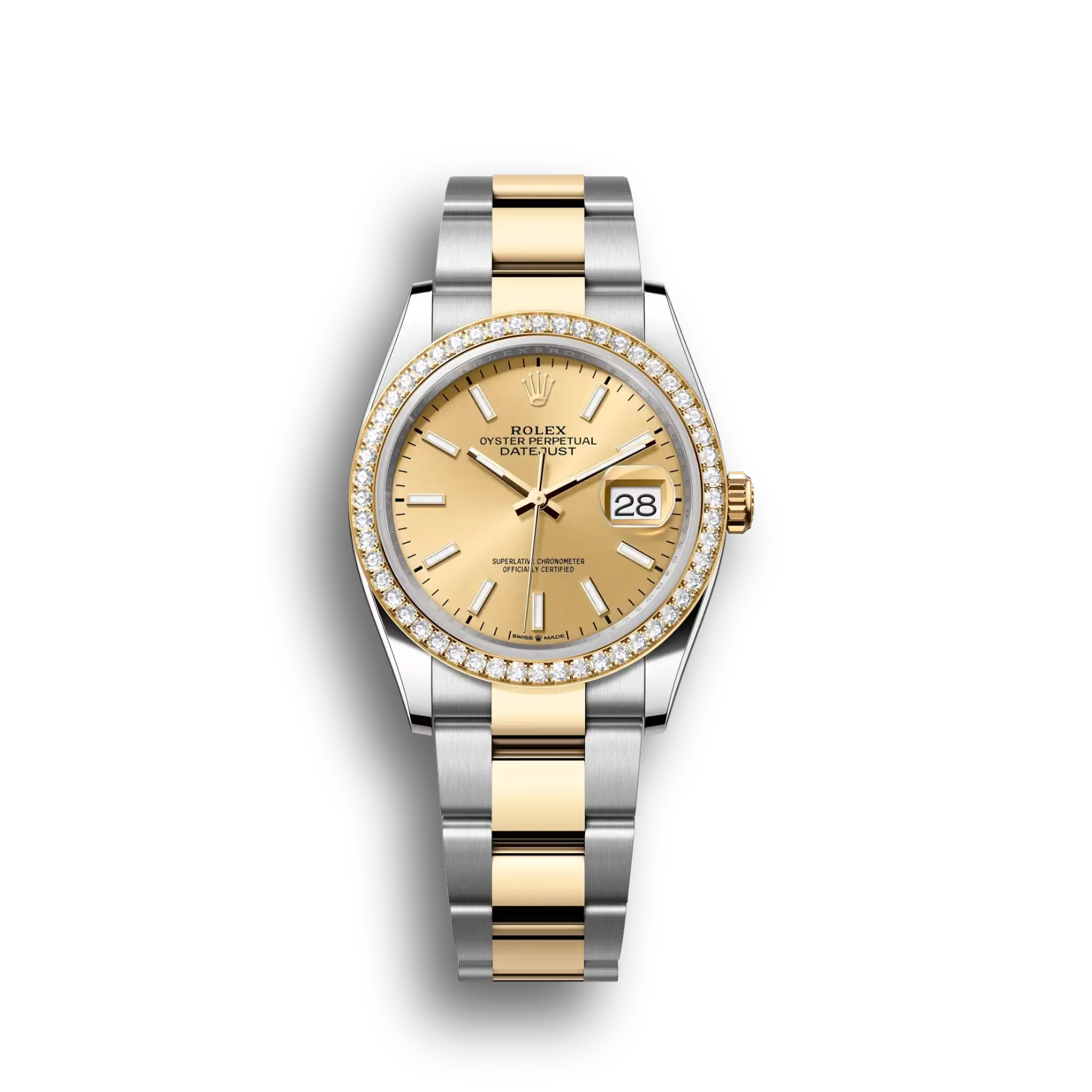 Datejust: Oystersteel and yellow gold, champagne-colour dial, m126283rbr-0002