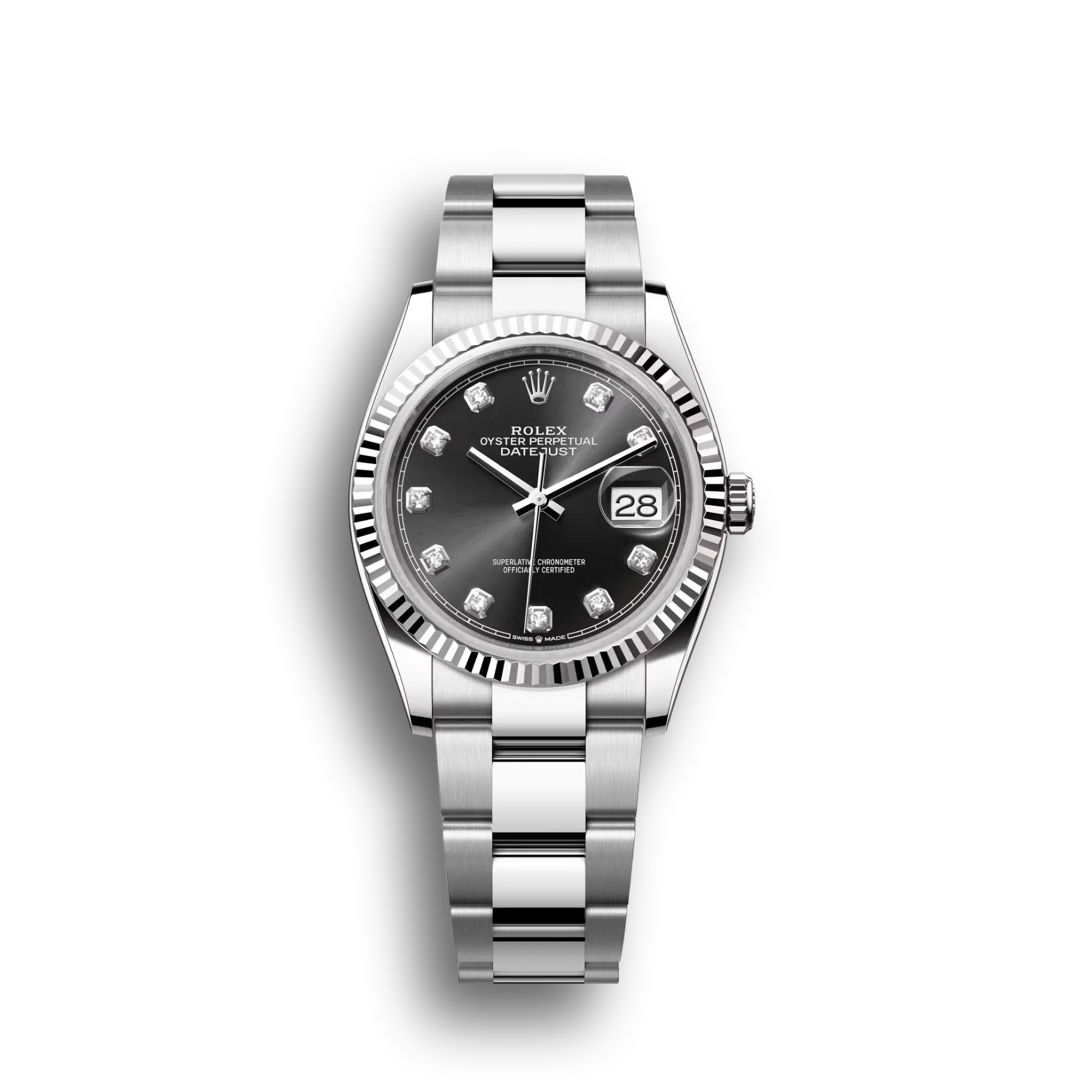 Datejust: Oystersteel and white gold, bright black, m126234-0028