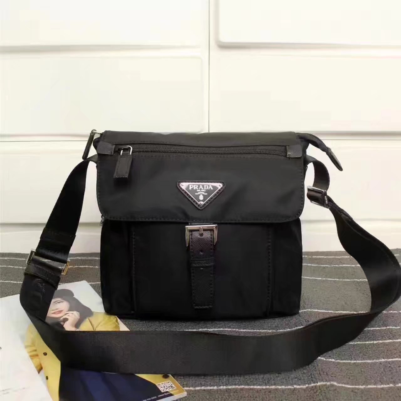 Prada 8994 Men Nylon Messenger Bag