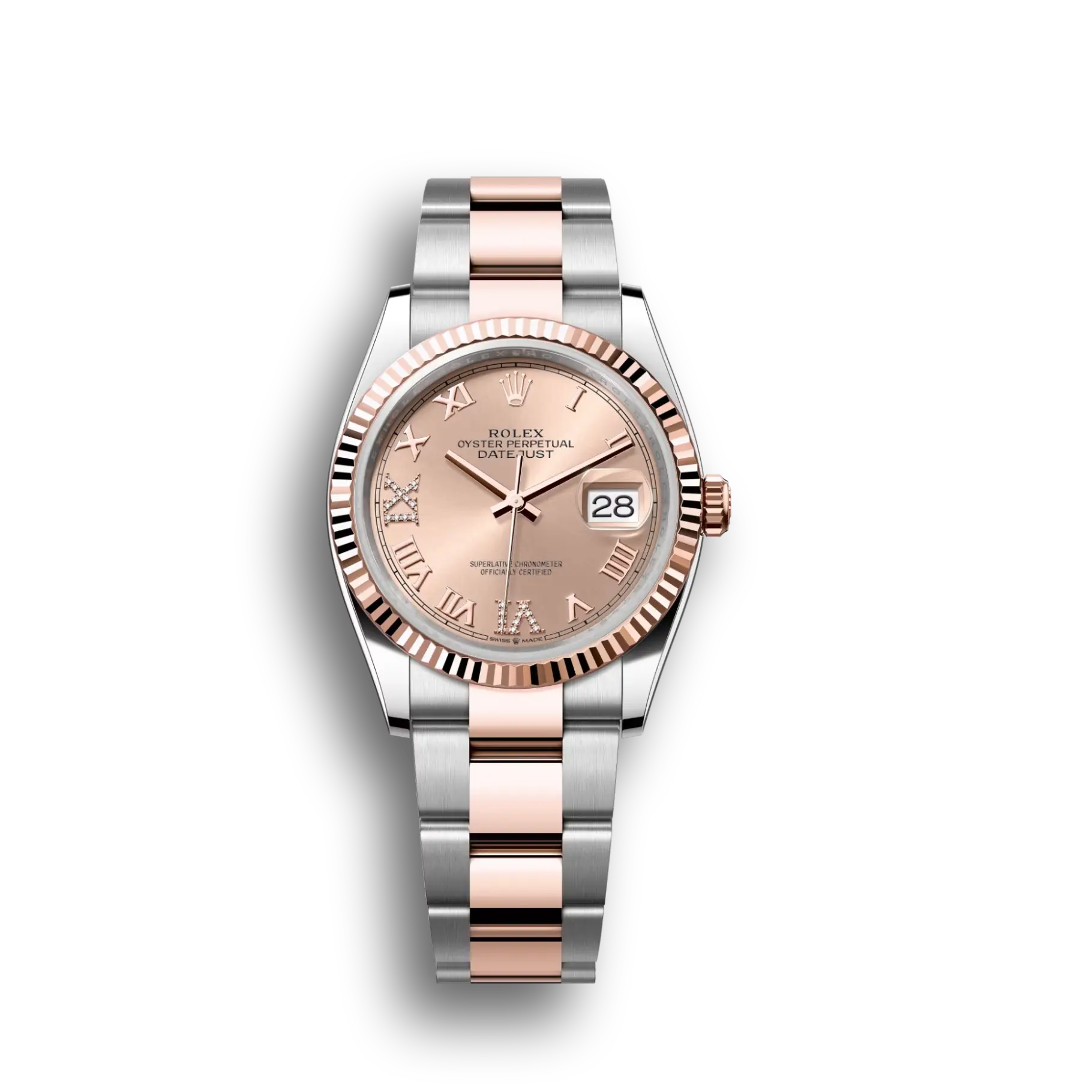 Datejust: Oystersteel and Everose gold, rosé colour, diamond-set, m126231-0028
