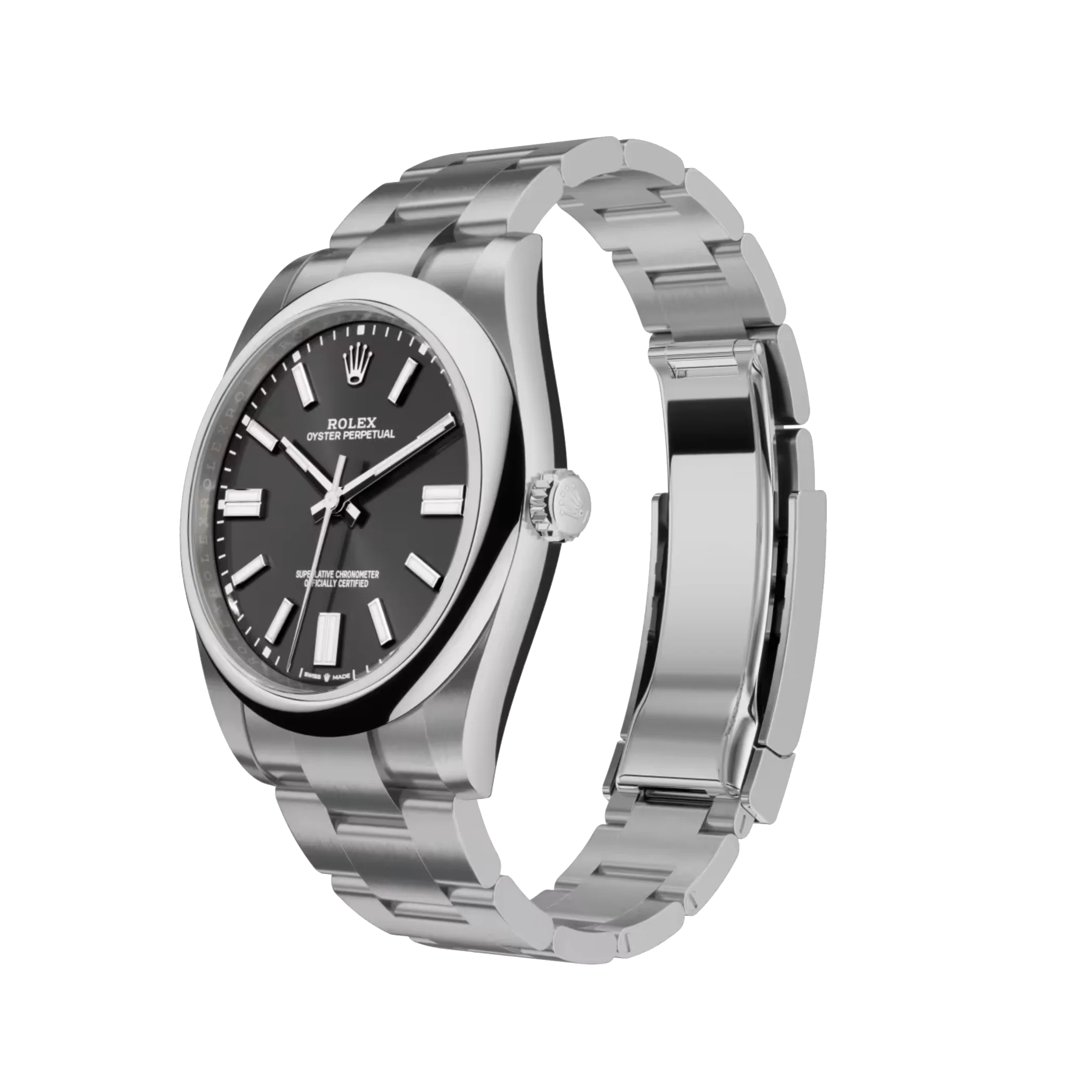 Oyster Perpetual: bright black dial, Oyster bracelet, m124300-0002