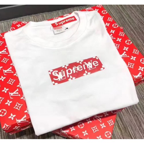 Louis Vuitton Supreme T-shirt White/Black/Pink