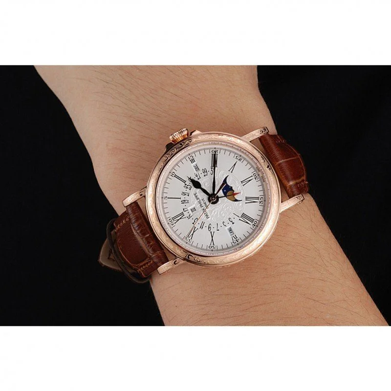 Perpetual Calendar Retrograde Dial White 40 mm, Rose Gold Plated
