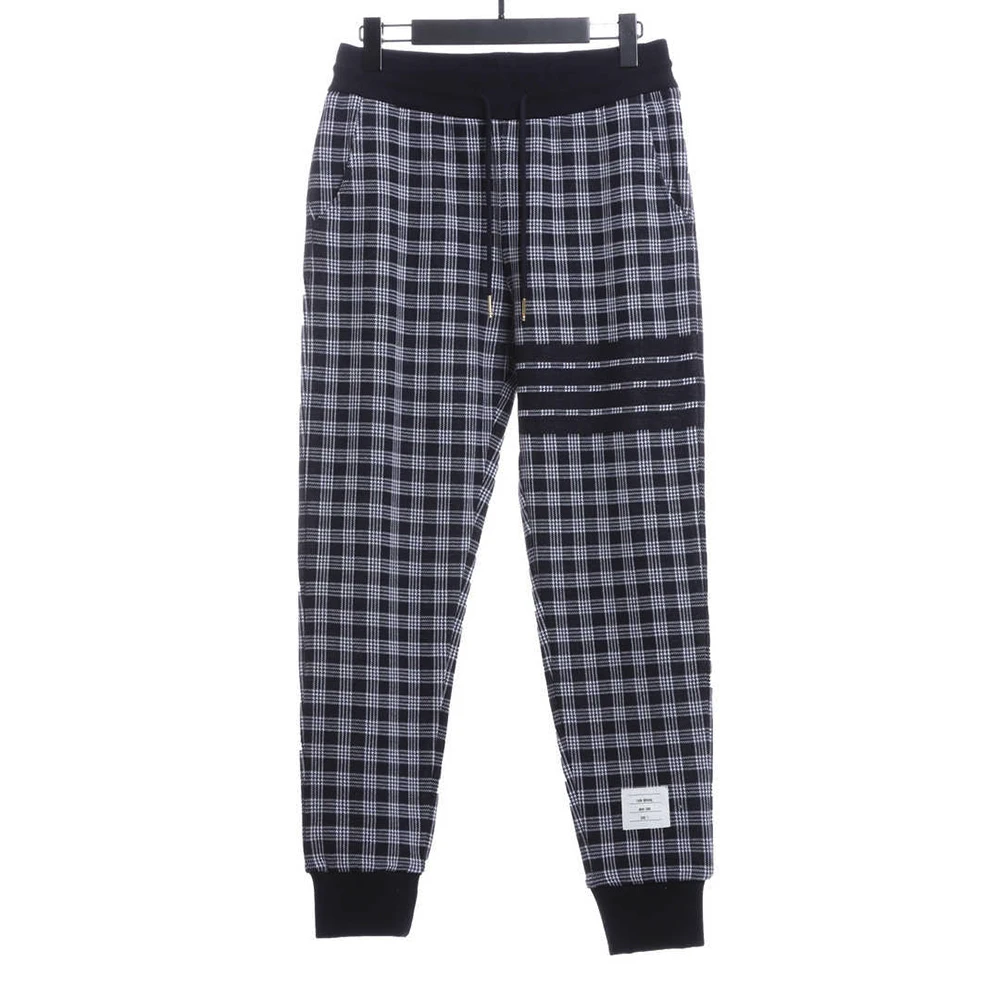 Check jacquard trousers (Black / Grey)