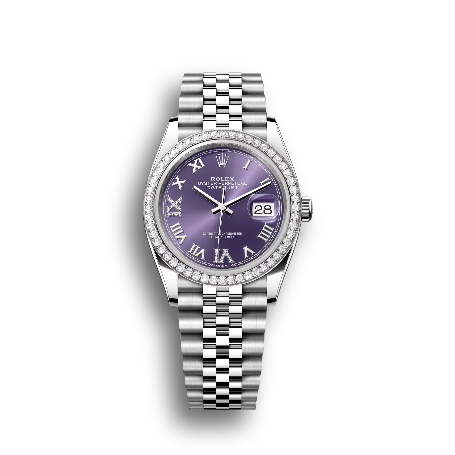 Datejust: White gold, aubergine, diamond-set, m126284rbr-0013