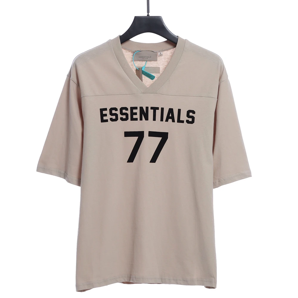 Season 8 Flocked 77 Logo T-Shirt(Beige/Black)