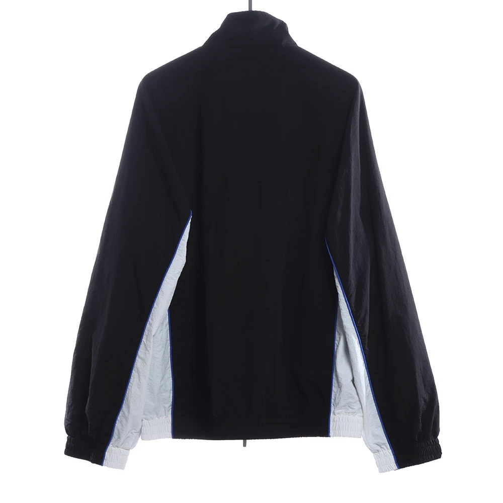 Double hook embroidered black and white paneled jacket