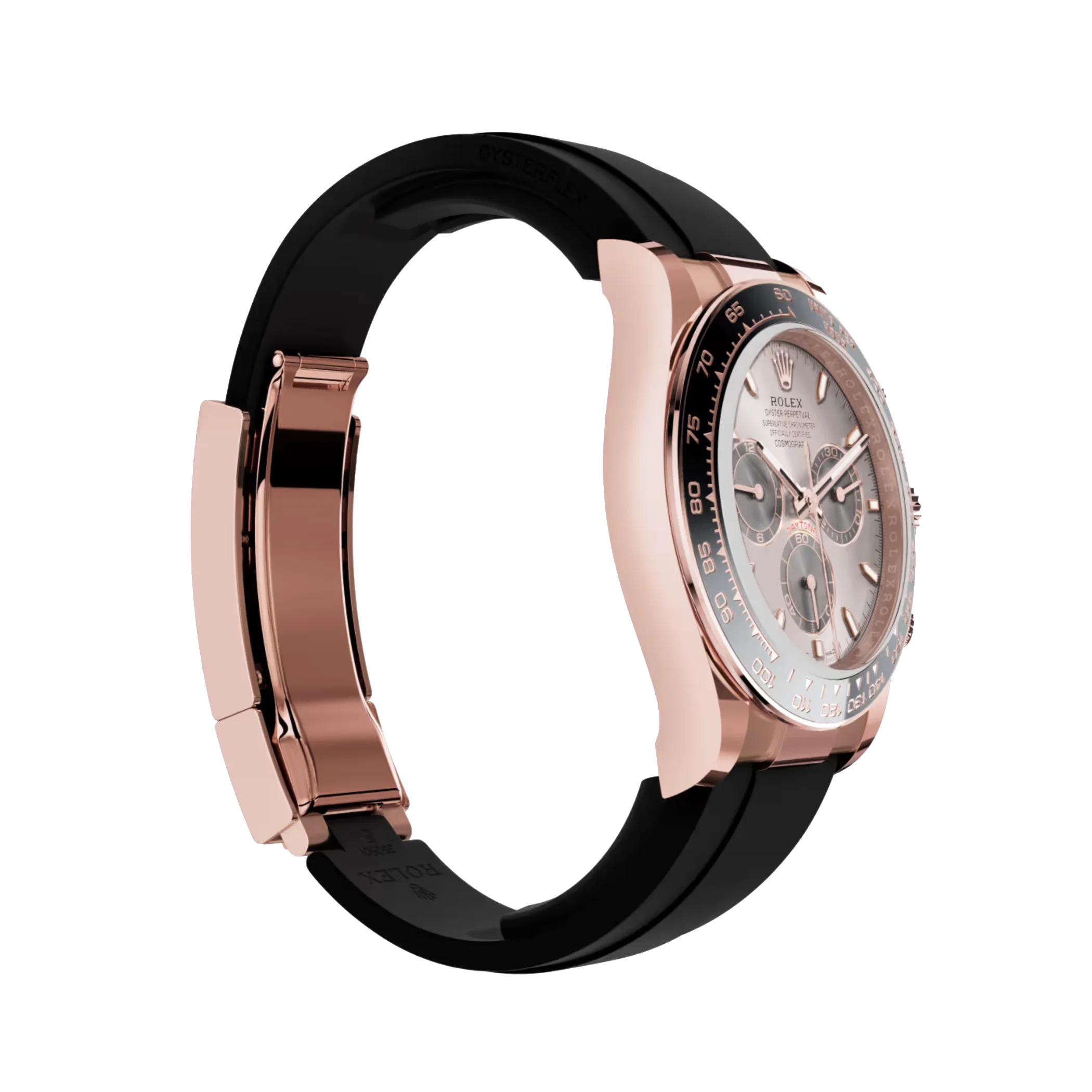 Cosmograph Daytona: Everose gold, Sundust and bright black dial, Oysterflex bracelet, black Cerachrom bezel, m126515ln-0006