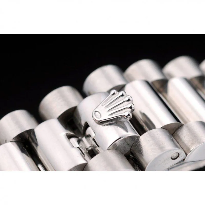 Swiss DayDate Stainless Steel Ribbed Bezel Silver Dial 41995