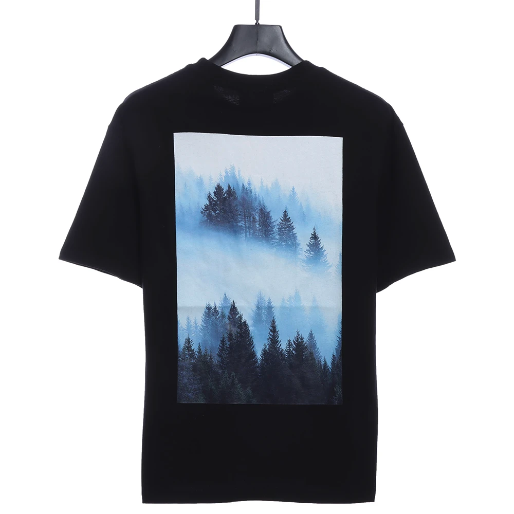 Forest cloud sea print T-shirt (White/Black)