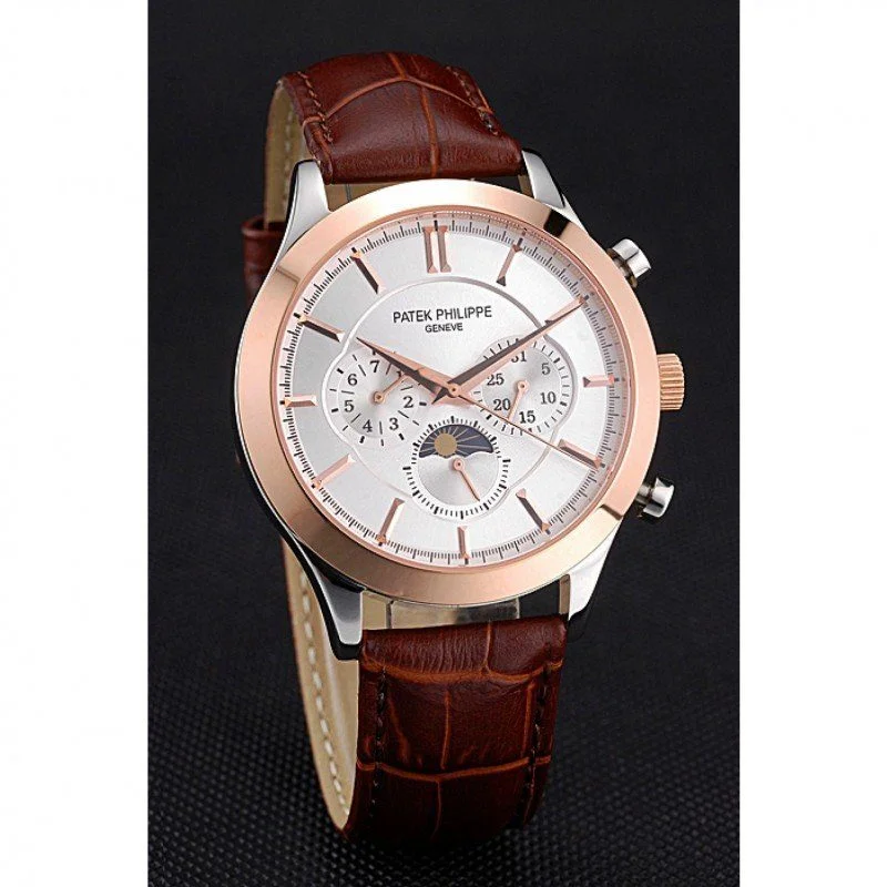 Moonphase Chronograph Dial White 41 mm, Rose Gold Plated