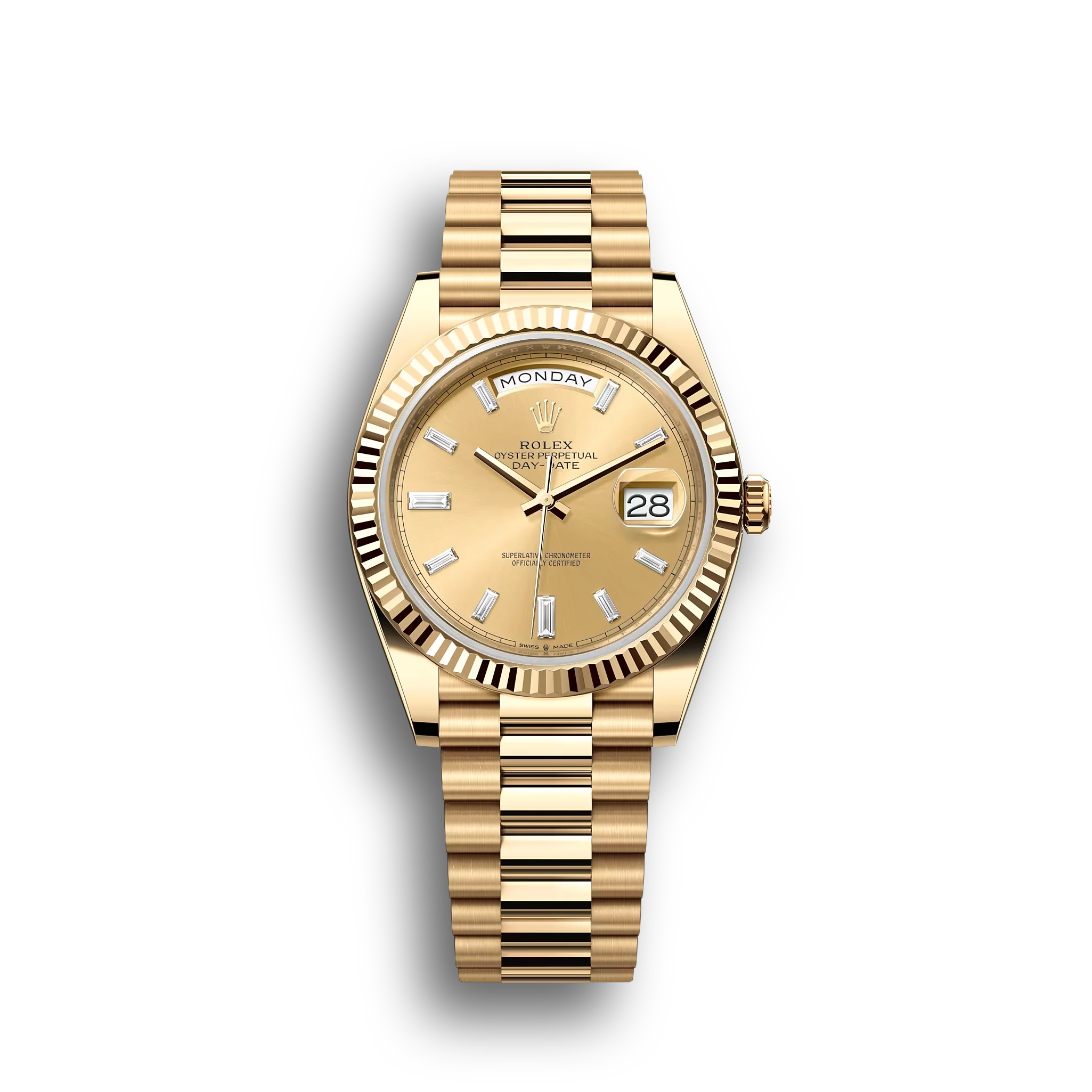 Day-Date: Yellow gold, champagne colour, diamond-set, m228238-0005