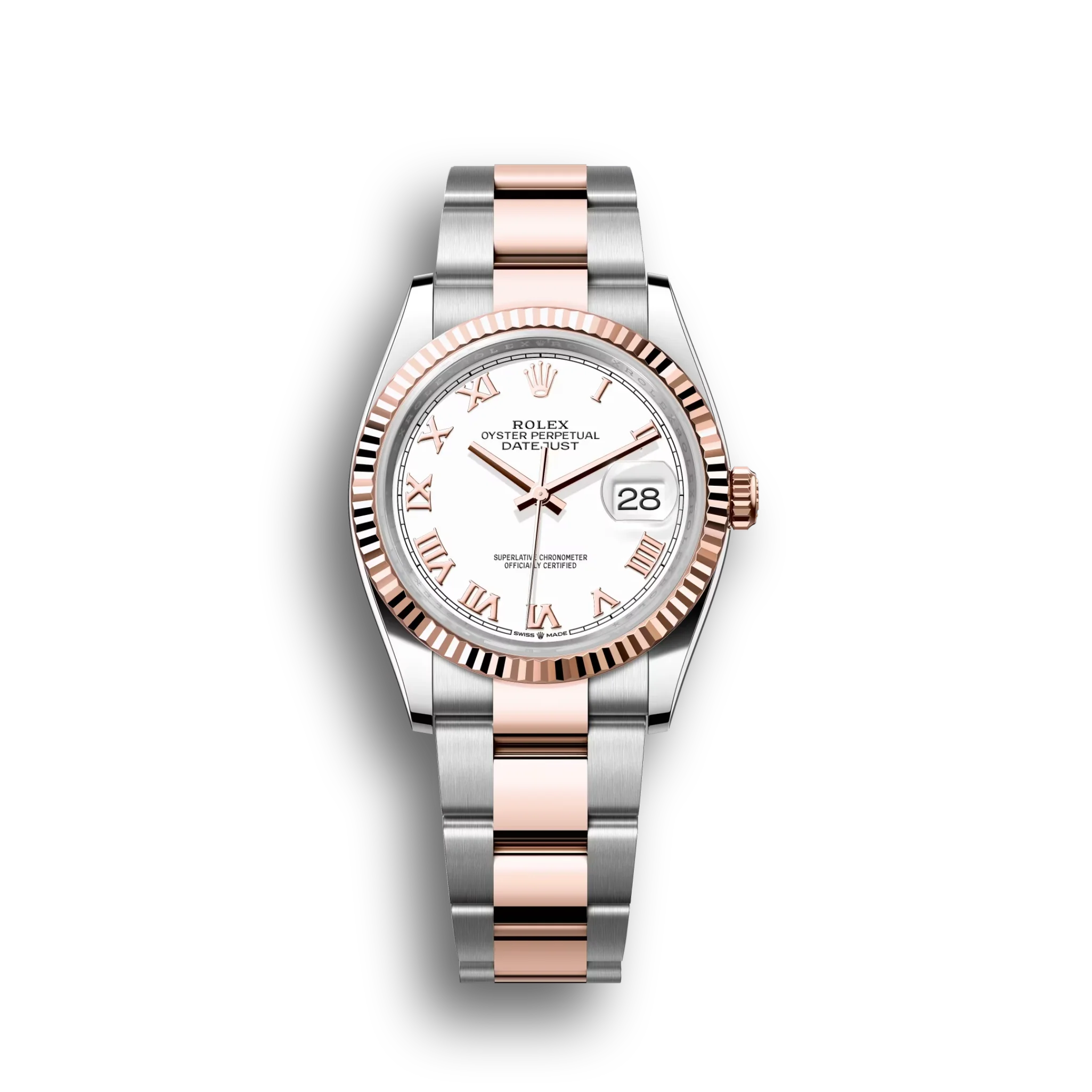 Datejust: Oystersteel and Everose gold, white dial, Oyster bracelet, m126231-0016