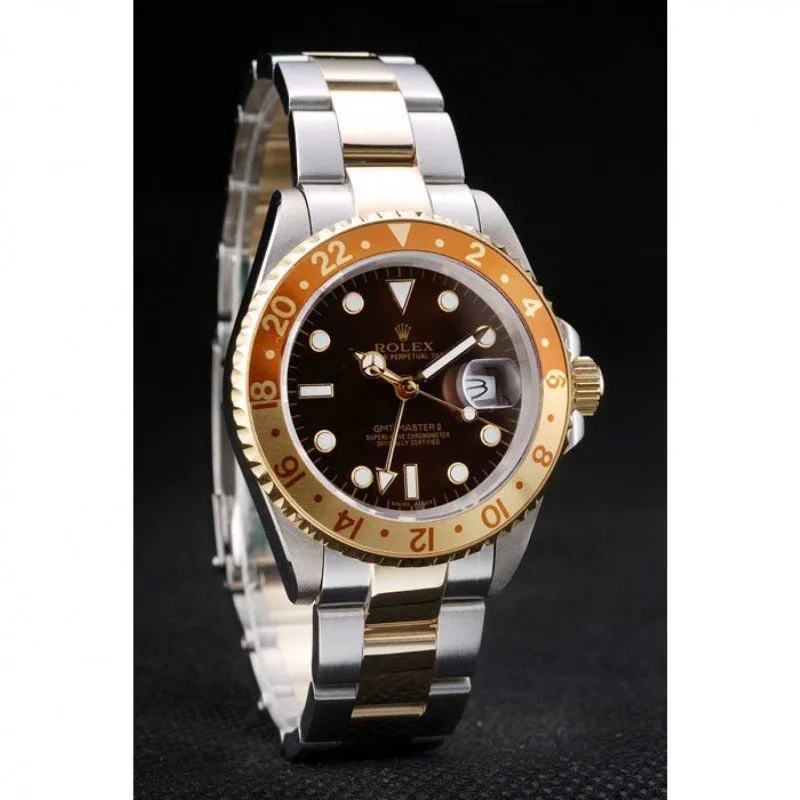 GMT Master II Gold Colored Ceramic Bezel Brown Dial Watch