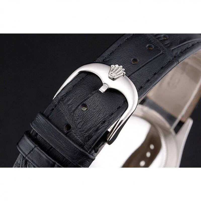 Swiss Cellini Black Dial Steel Case Black Leather Strap