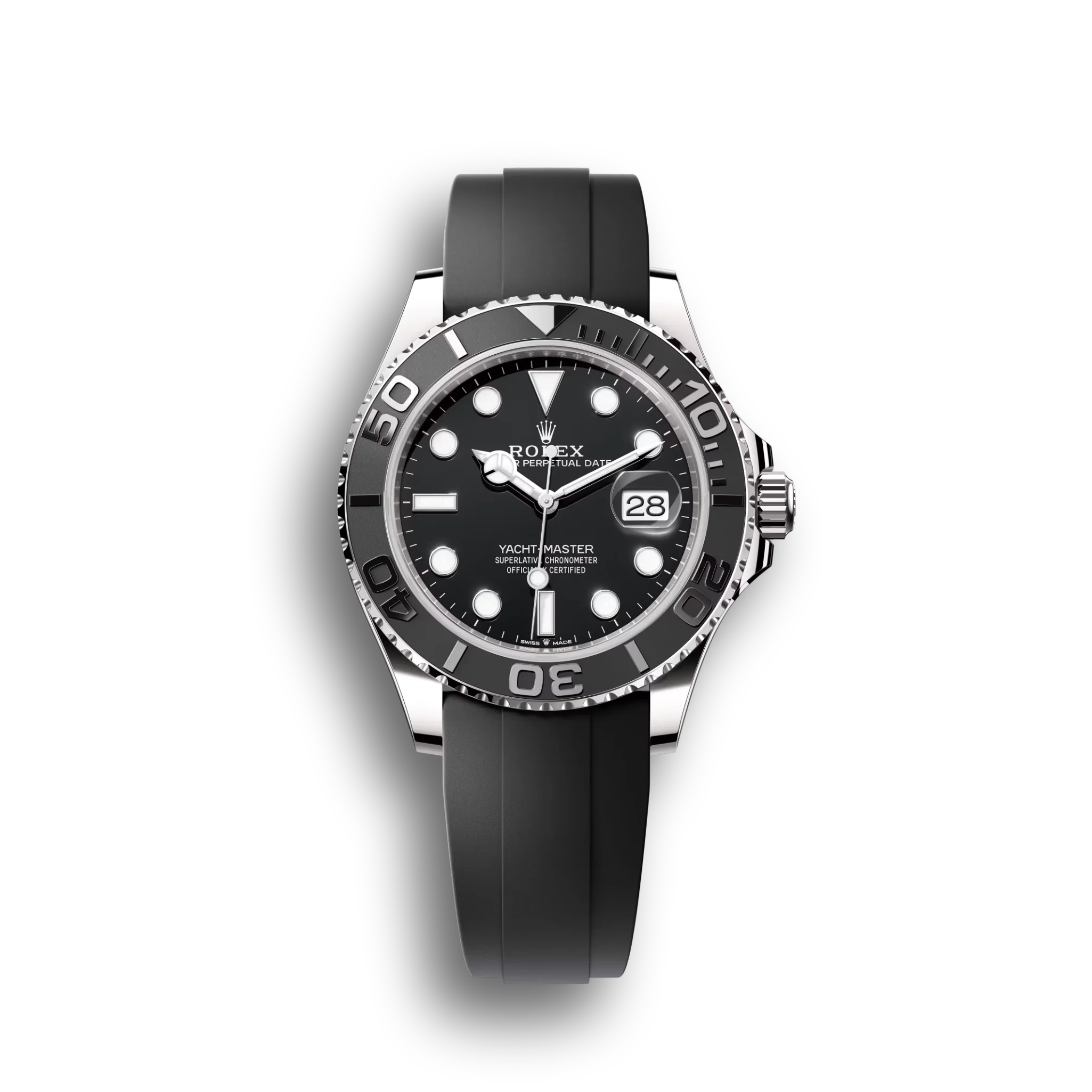 Yacht-Master: white gold, black dial, Oysterflex bracelet, m226659-0002
